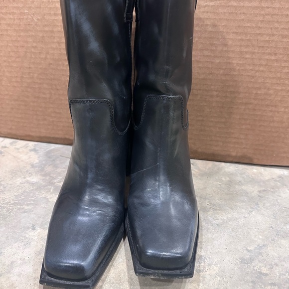 🖤 Matisse Black Leather Block Heel Western-Style Ankle Boots – Size 7 - Picture 3 of 6